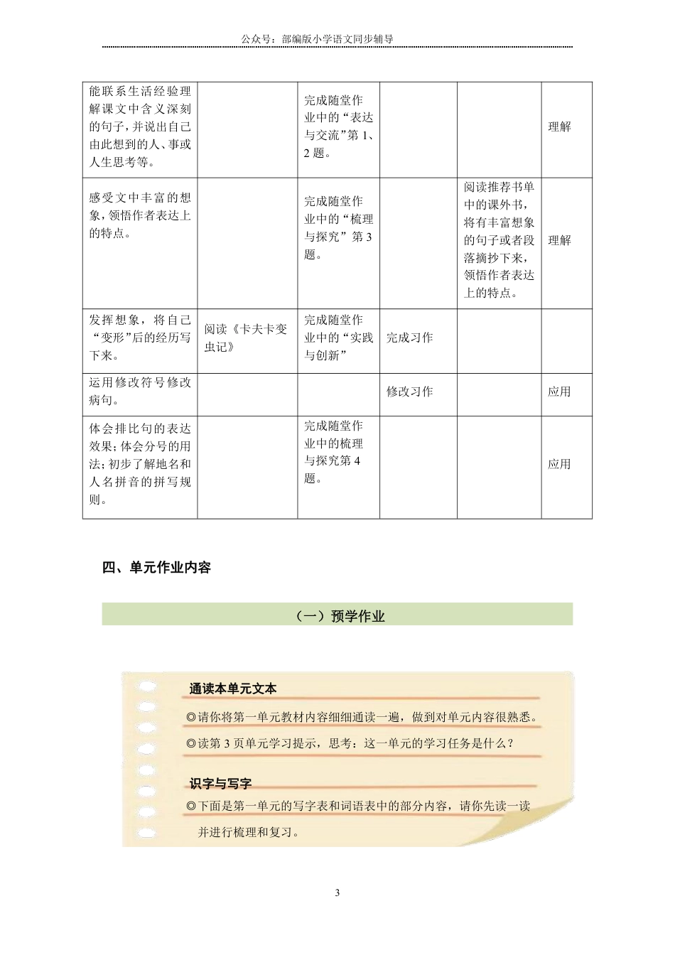 部编版小学语文同步辅导：六年级上册第1单元作业设计.pdf