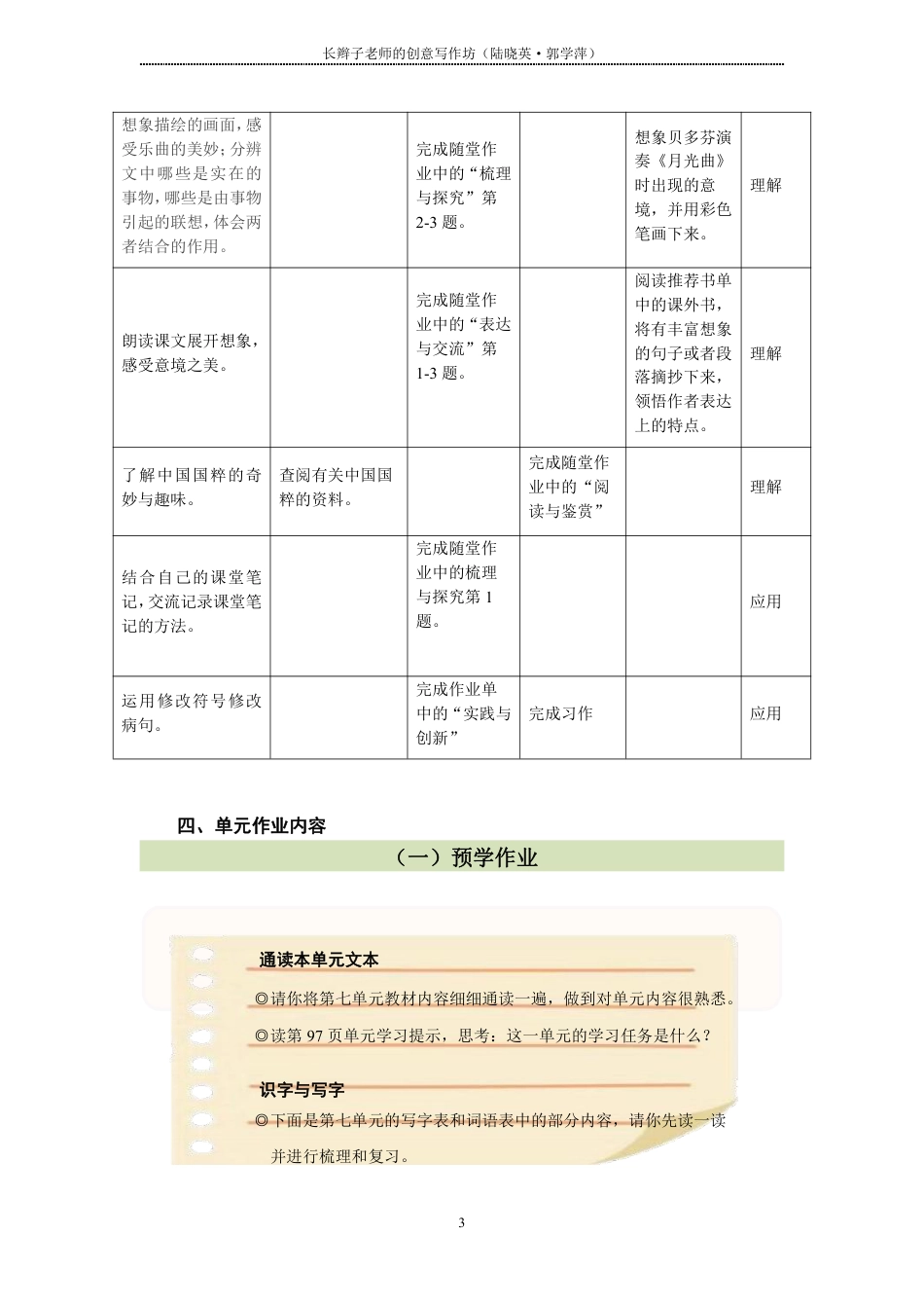 部编版小学语文同步辅导：六年级上册第7单元作业设计.pdf