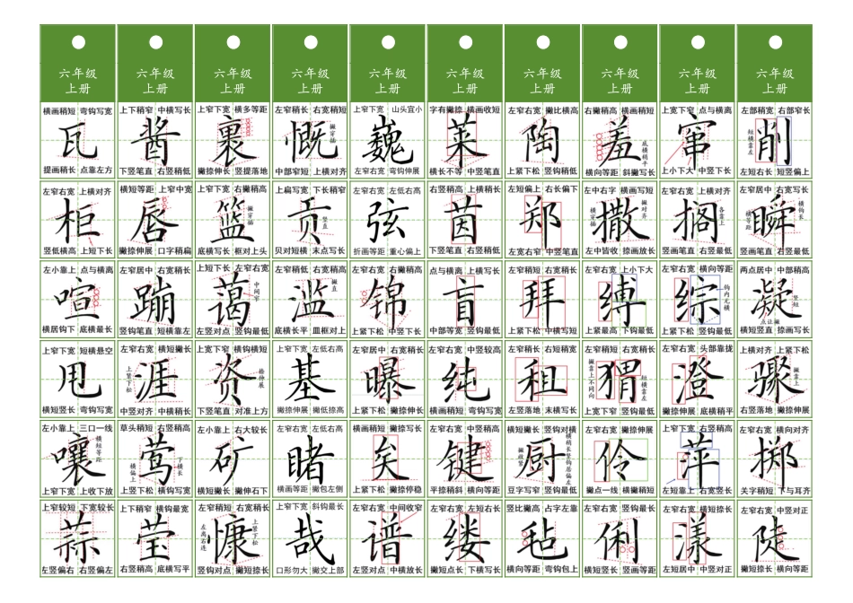 【同步精讲字卡（共5页）】六上语文.pdf