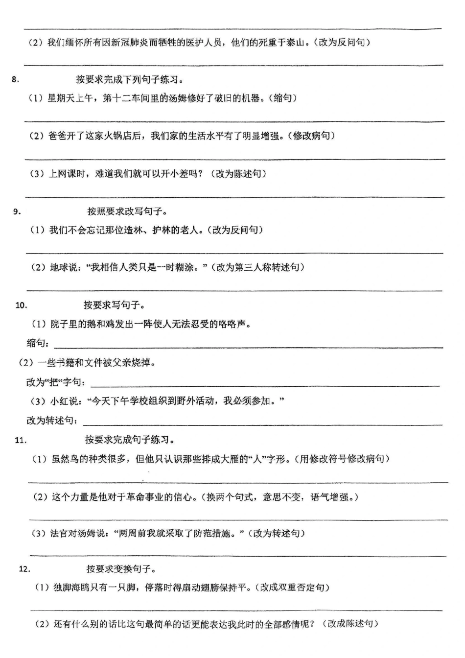 【期中常考句子训练】六上语文.pdf