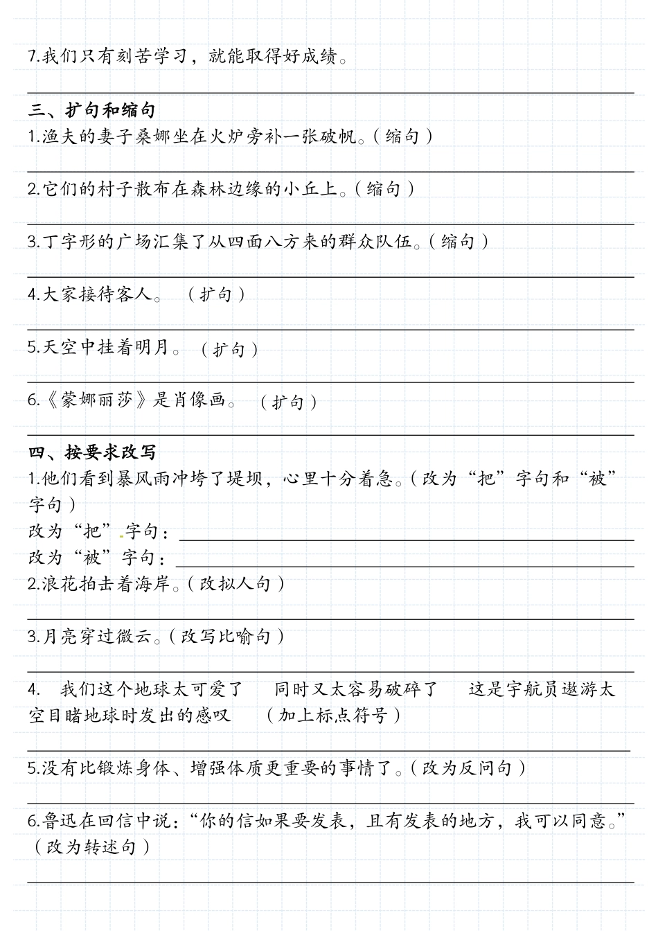 【句子专项练习】六上语文.pdf