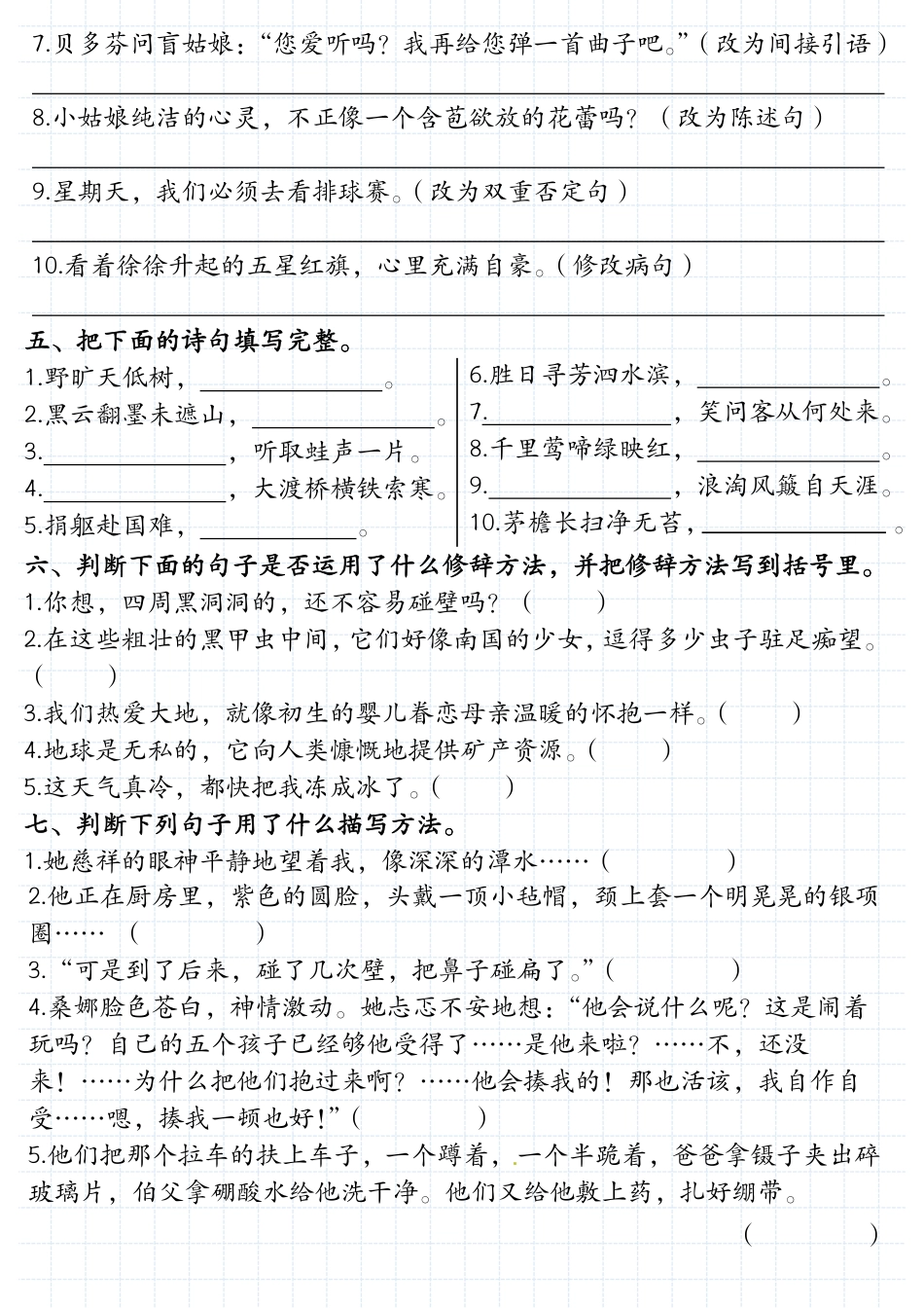 【句子专项练习】六上语文.pdf