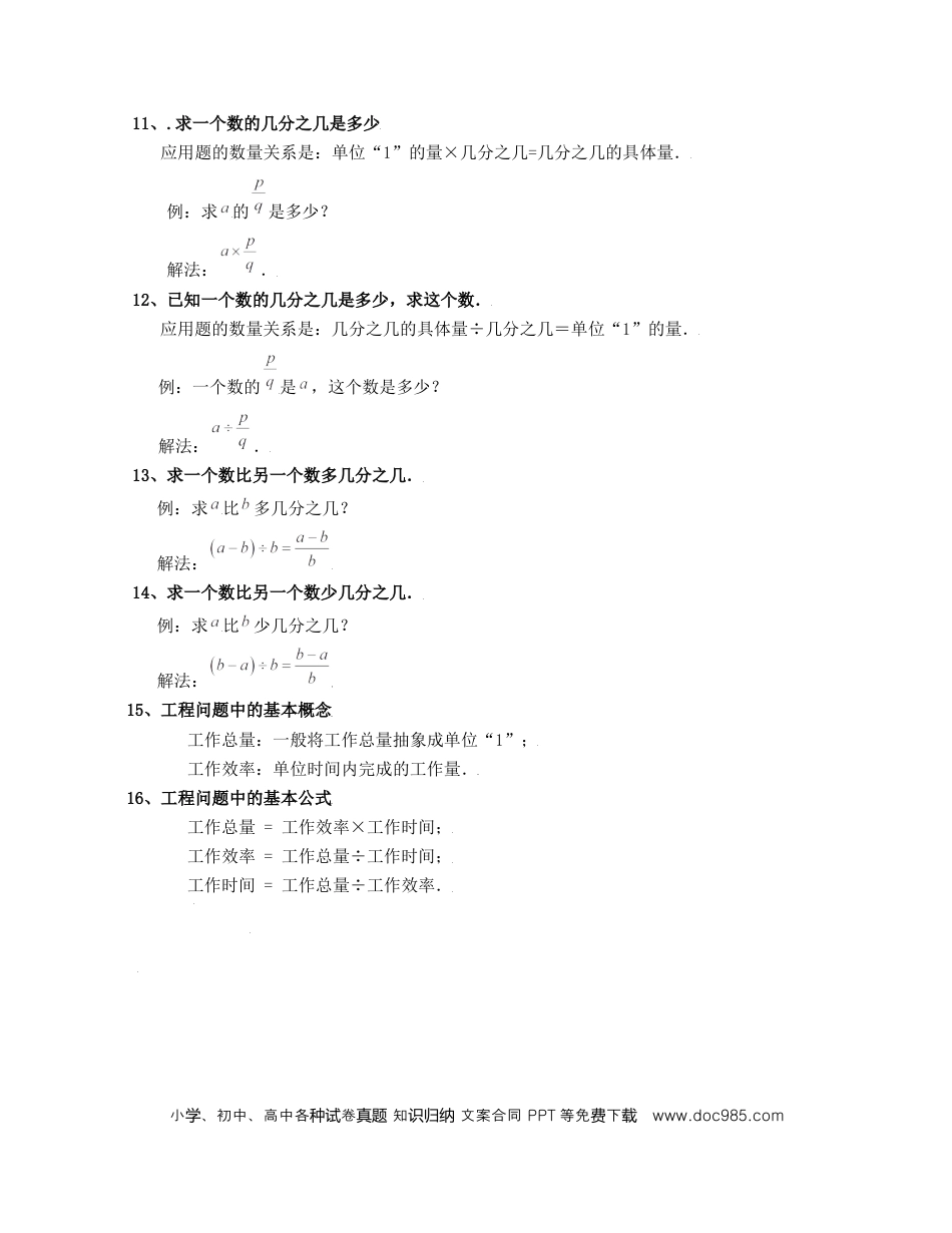 六上沪教版数学【第2章 分数（知识清单）】.docx