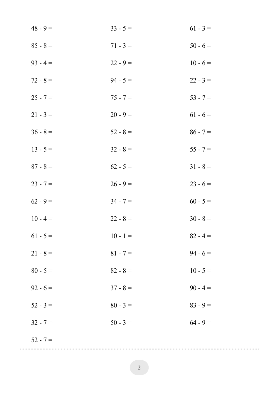 一年级数学 (两位数减一位数（退位）1000题.pdf