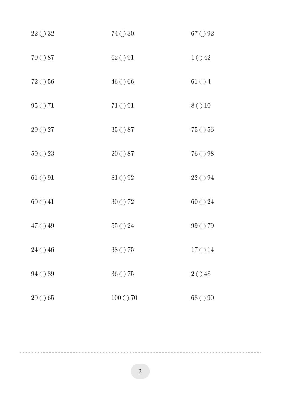 一年级数学 (100以内的数比大小)1000题.pdf