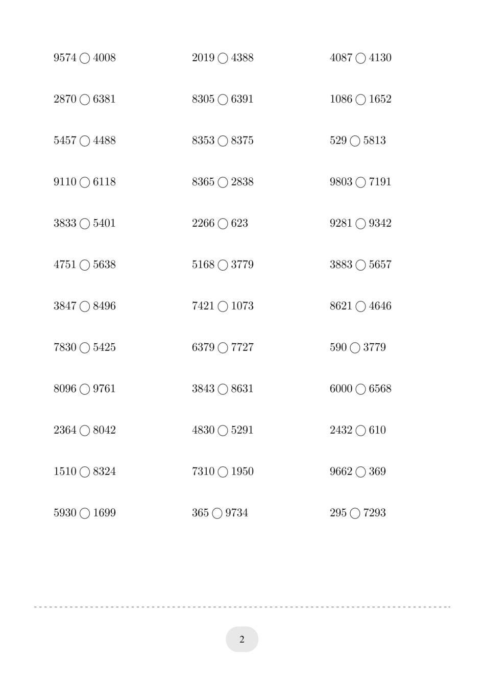 二年级数学 口算题(万以内的数比大小)500题.pdf