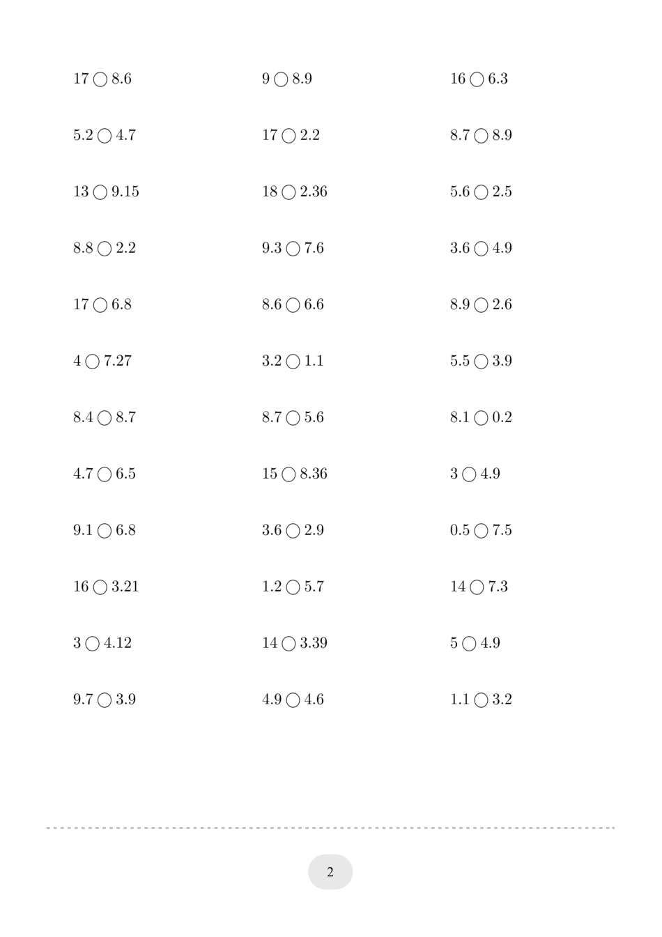 三年级数学 口算题(小数比大小)500题.pdf