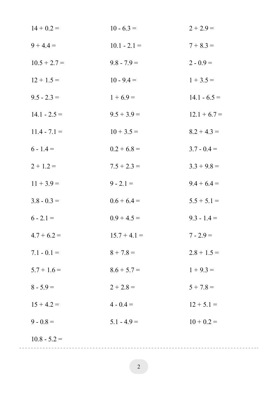 三年级数学 口算题(简单的小数加减法)1000题.pdf
