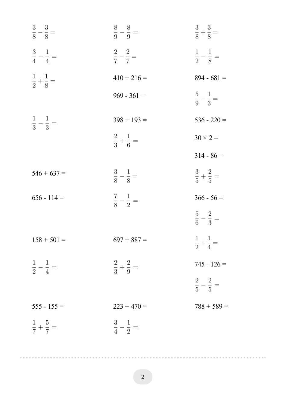 三年级数学 口算题(【总复习】三年级上册)1000题.pdf