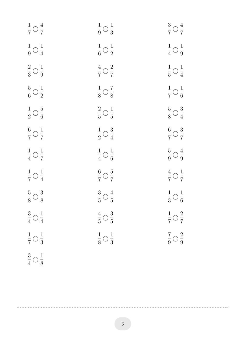 三年级数学 口算题(分数比大小)1000题.pdf