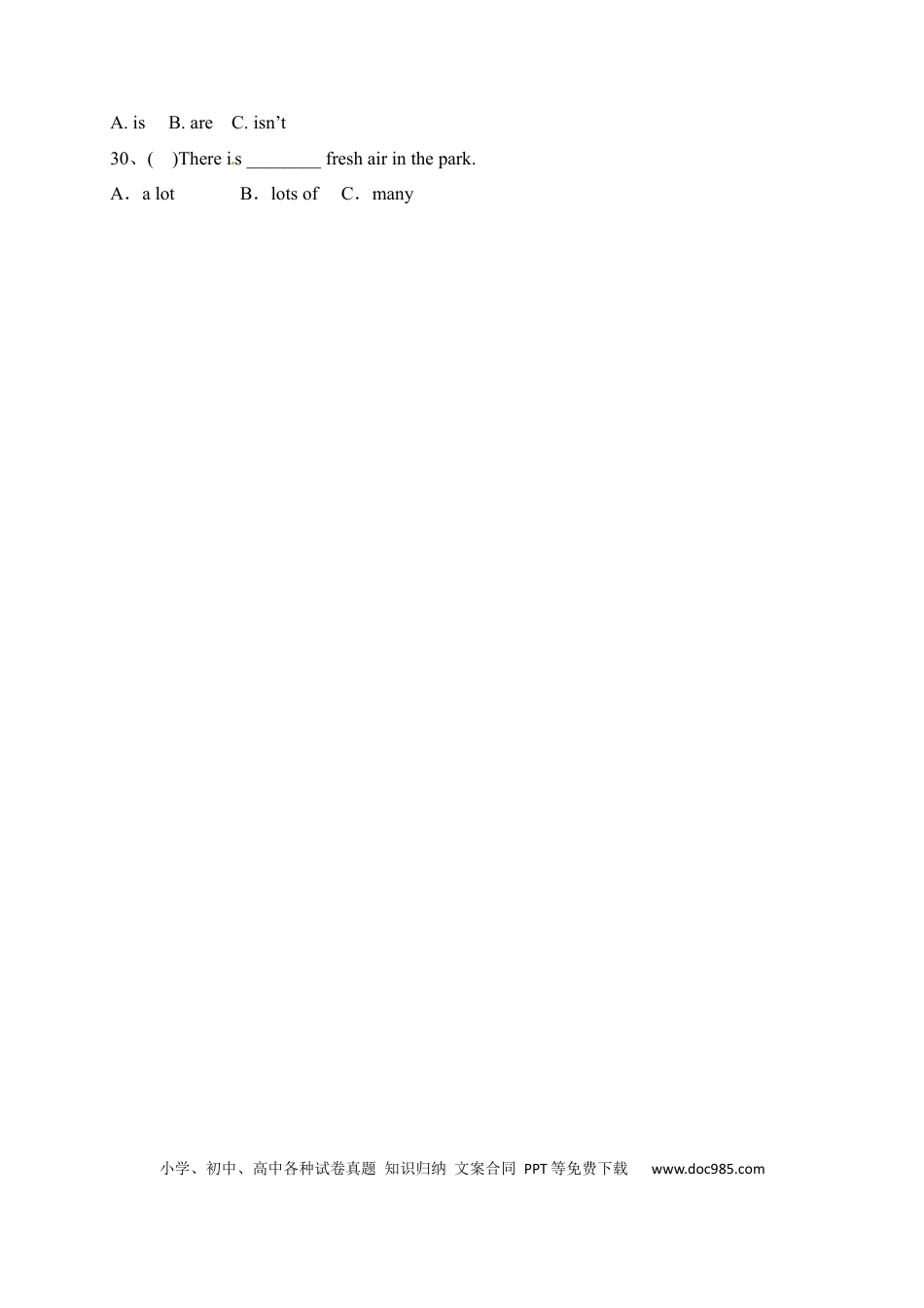 【单元专项】人教PEP版五年上册英语Unit6  In a nature park 语法检测卷（含答案）(1).docx