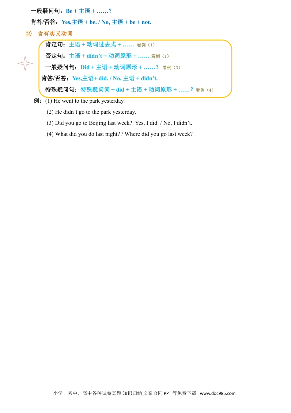 【精品】【单元考点梳理】六年级下册英语 知识点总结归纳 Unit2 Last weekend 人教pep.doc