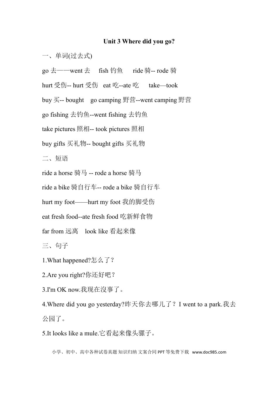小学英语六年级下册Unit 3单元知识梳理（2）(1).doc