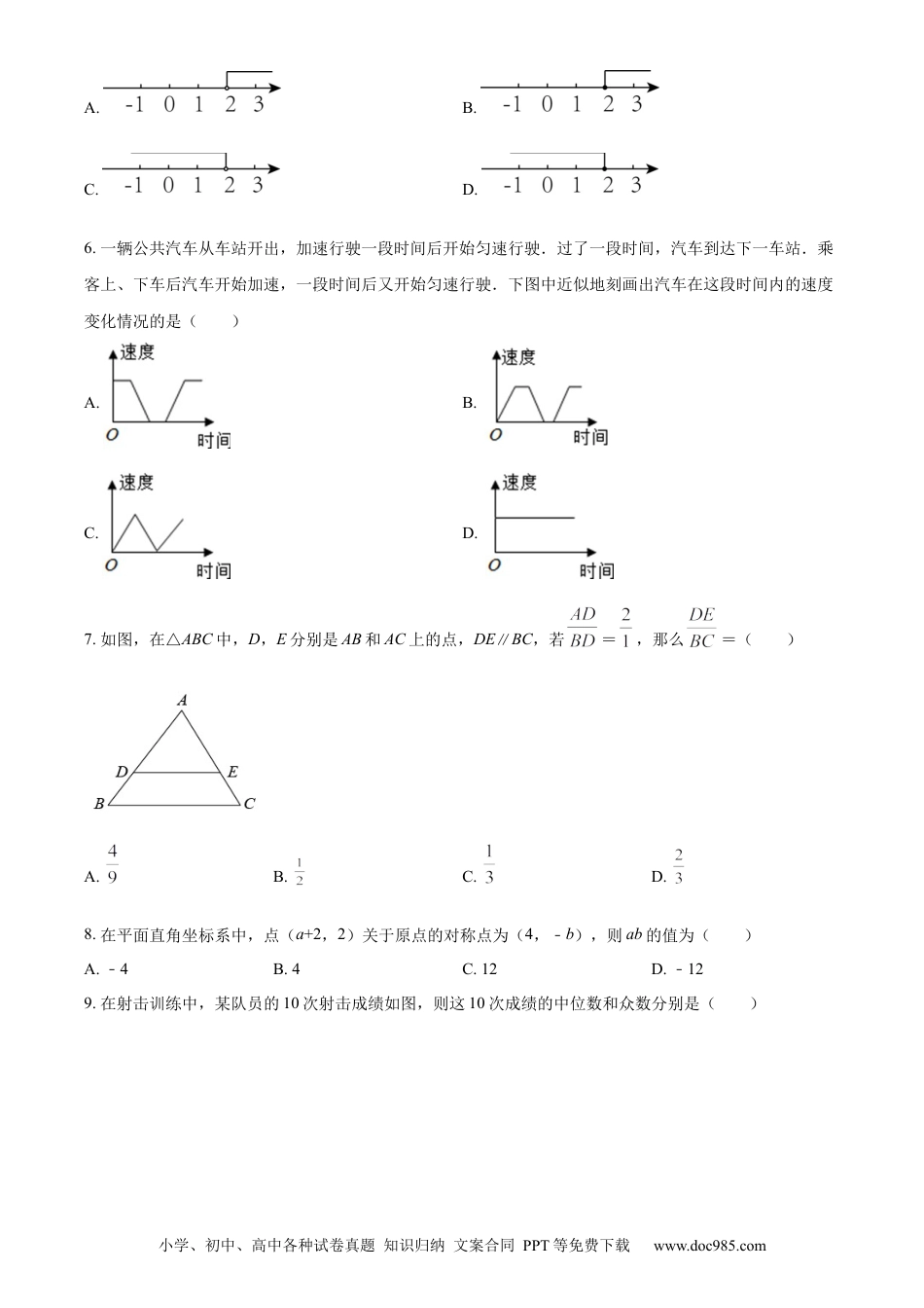【中考历年真题】精品解析：2022年四川省雅安市中考数学真题（原卷版）.docx