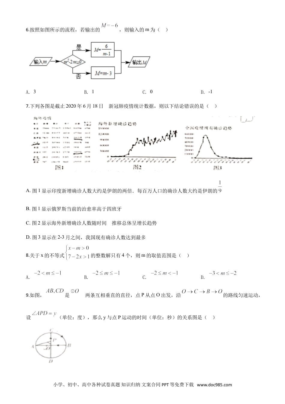 【中考历年真题】精品解析：四川省广元市2020年中考数学真题（原卷版）.doc