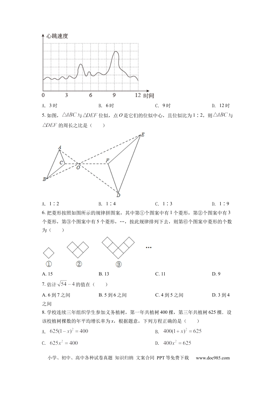 【中考历年真题】精品解析：2022年重庆市中考数学真题(B卷)（原卷版） (1).docx