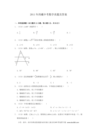 【中考历年真题】2011年西藏中考数学真题及解析.doc