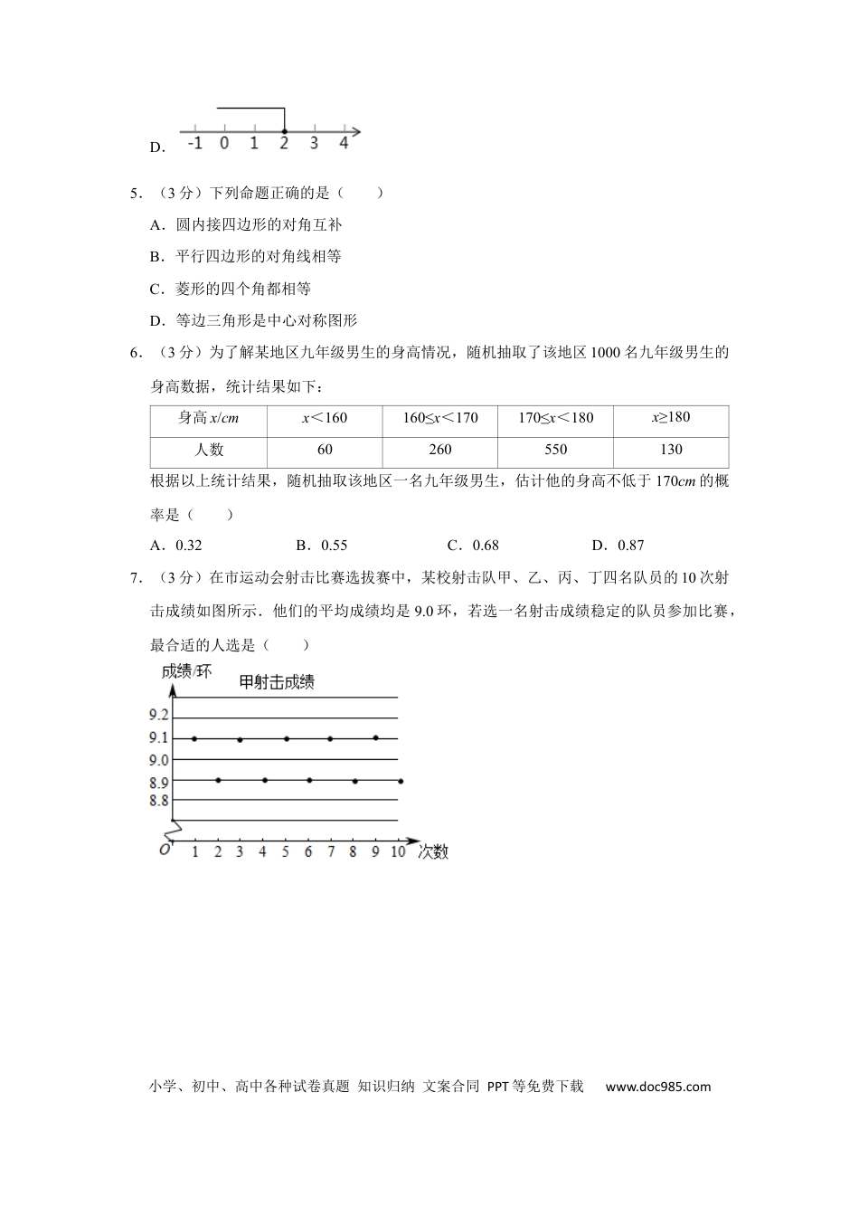 【中考历年真题】2020年辽宁省盘锦市数学中考试卷（空白卷）.docx