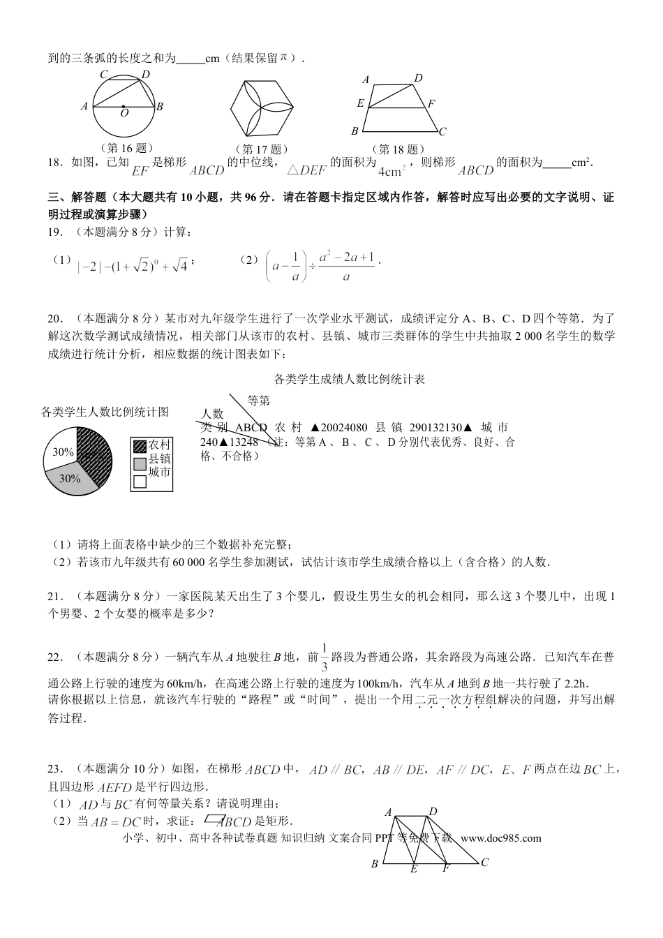 【中考历年真题】2009年江苏省宿迁市中考数学试卷及答案.doc