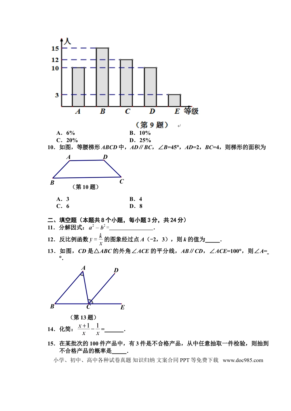 【中考历年真题】湖南省长沙市2011年中考数学试题及答案.doc