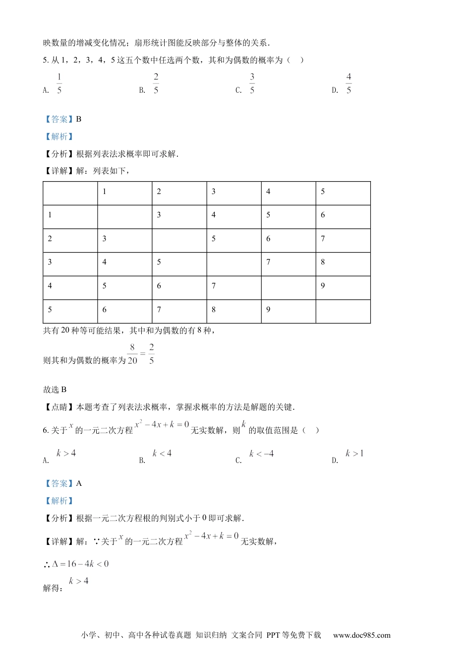 【中考历年真题】精品解析：2022年湖南省常德市中考数学试题（解析版） (1).docx