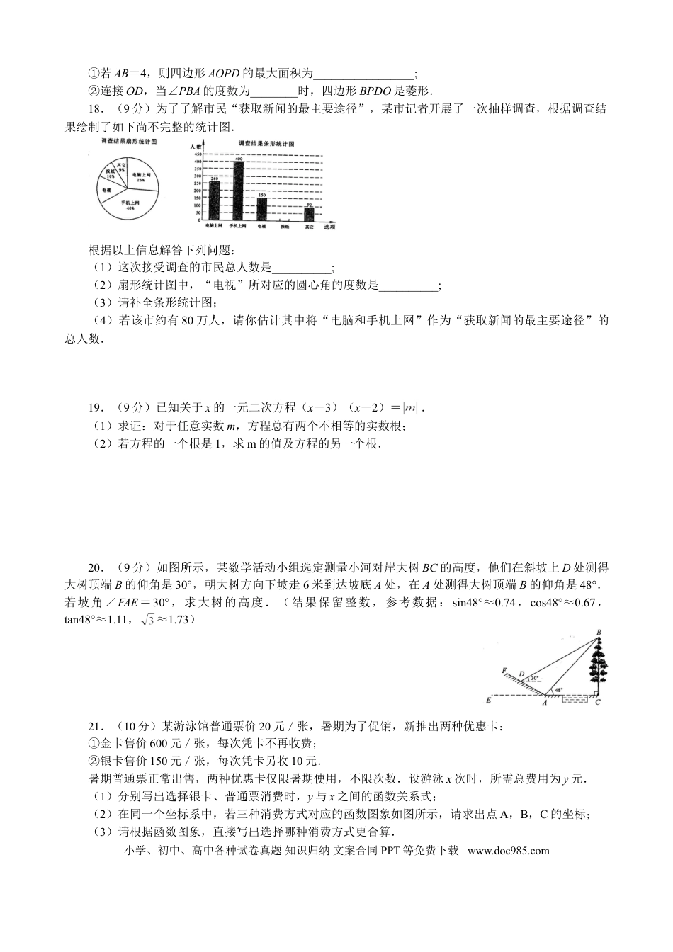 【中考历年真题】2015年河南省中考数学试题及答案.doc