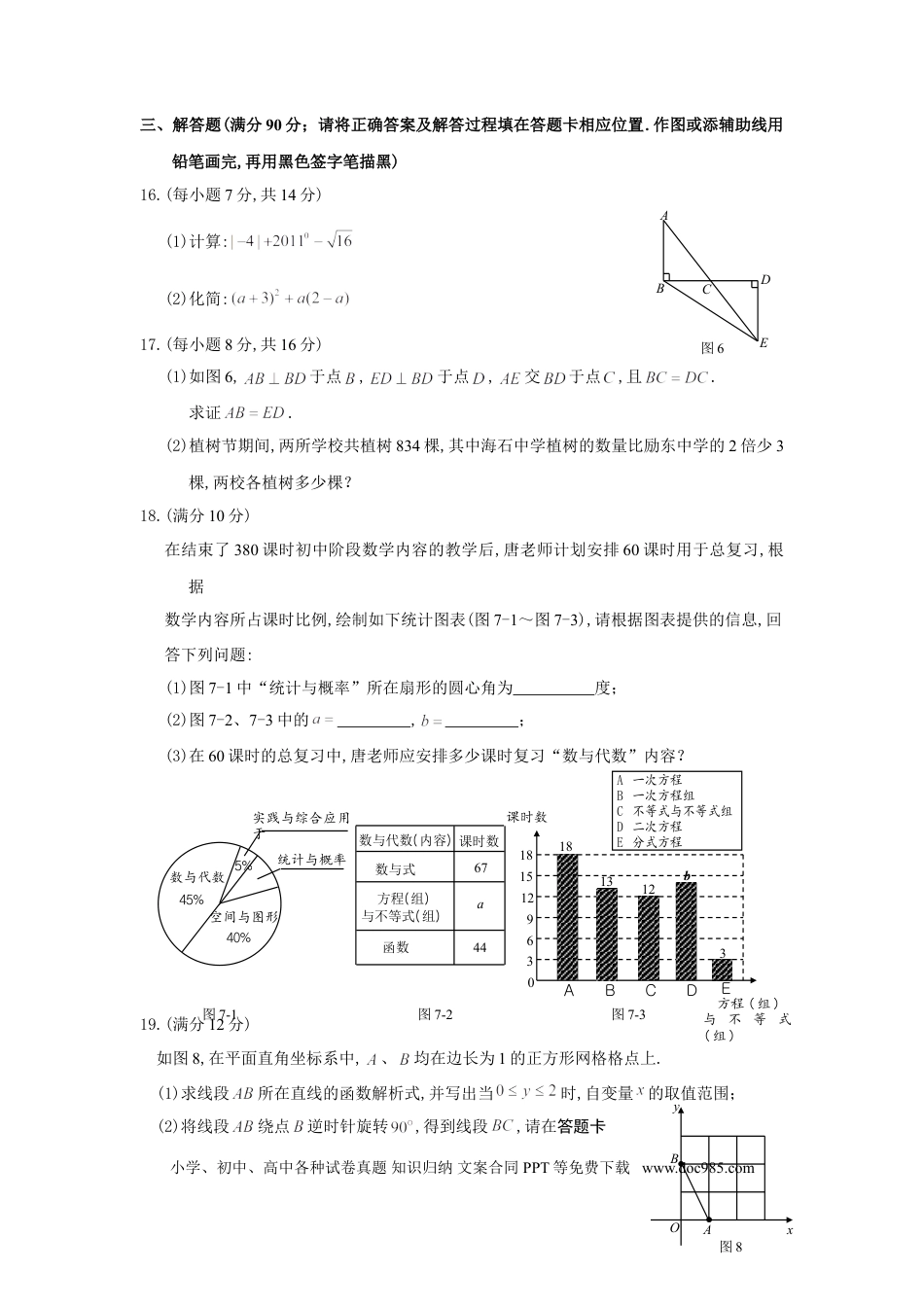【中考历年真题】2011福建福州中考数学试题及答案(含答案).doc