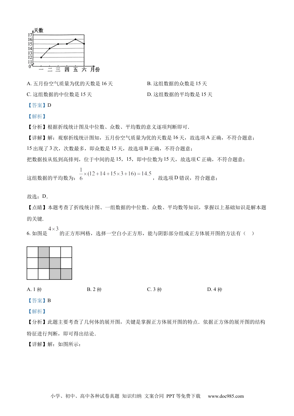 【中考历年真题】精品解析：2024年江西省中考数学试题（解析版）.docx