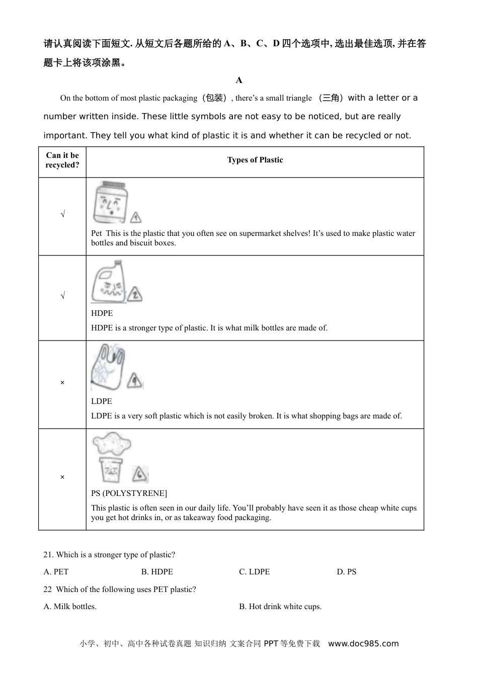 【中考历年真题】精品解析：江苏省苏州市2021年中考英语试题（原卷版）.doc