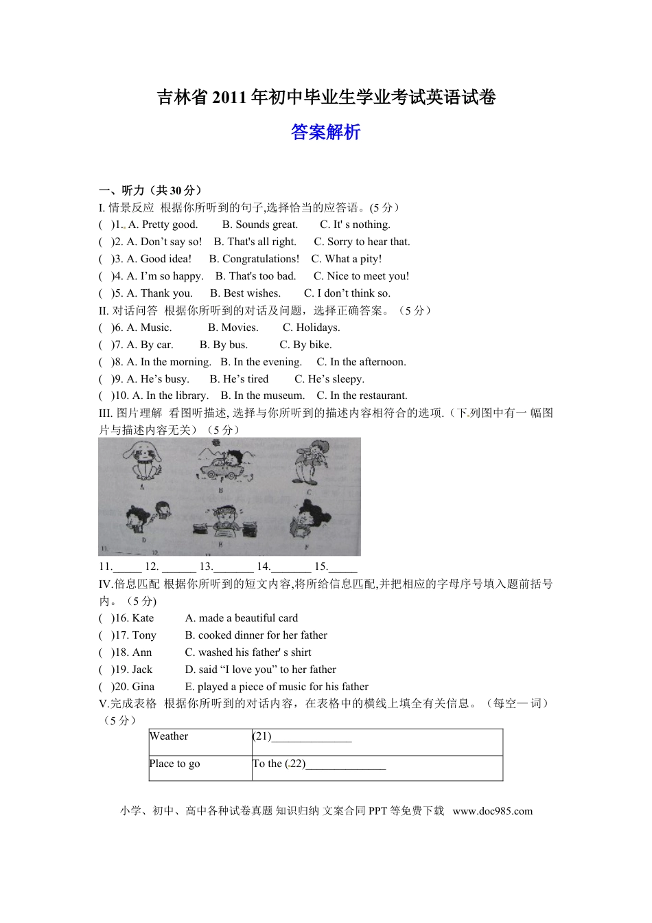 【中考历年真题】2011年吉林省中考英语试题及答案.doc