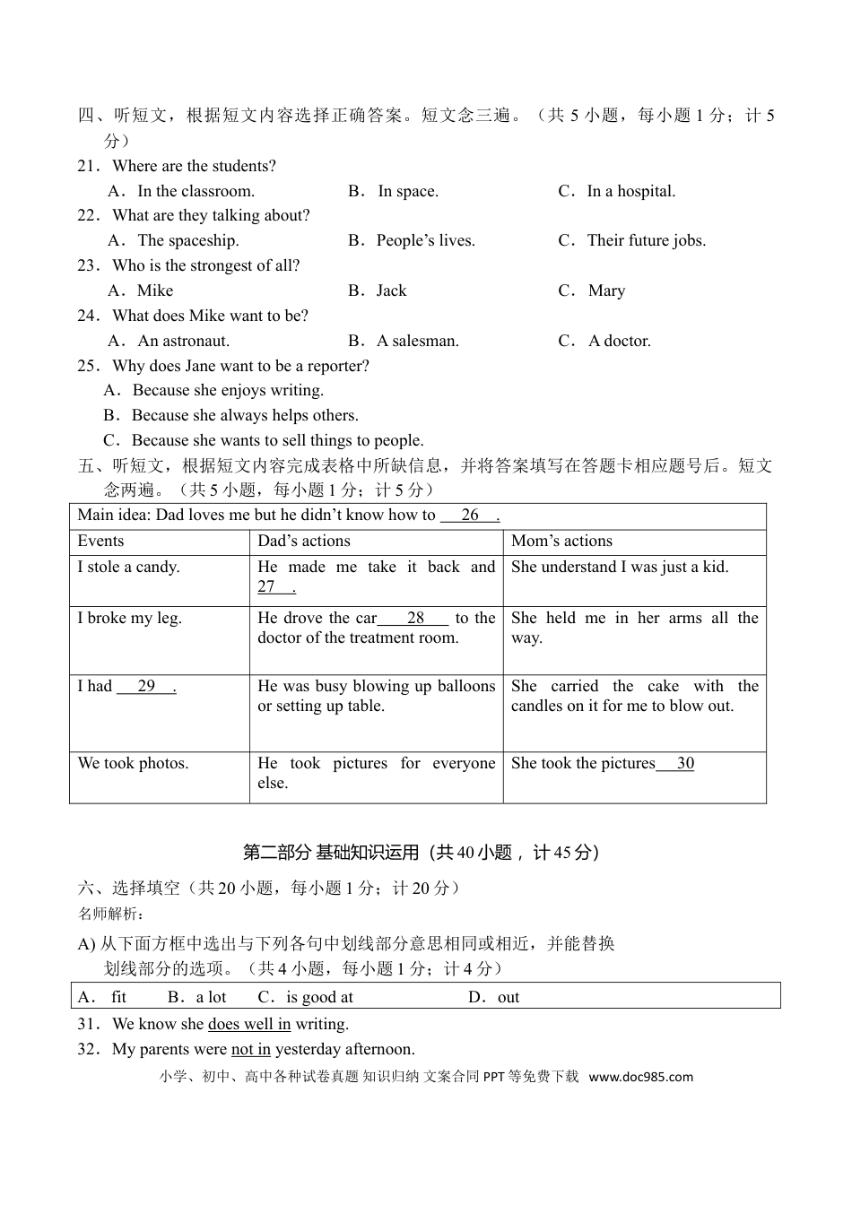 【中考历年真题】2015年四川省成都市中考英语试题及答案.doc