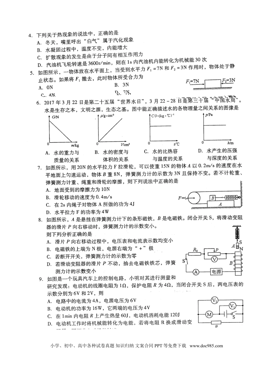 【中考历年真题】四川省达州市2017年中考物理真题试题（扫描版，含答案）.doc