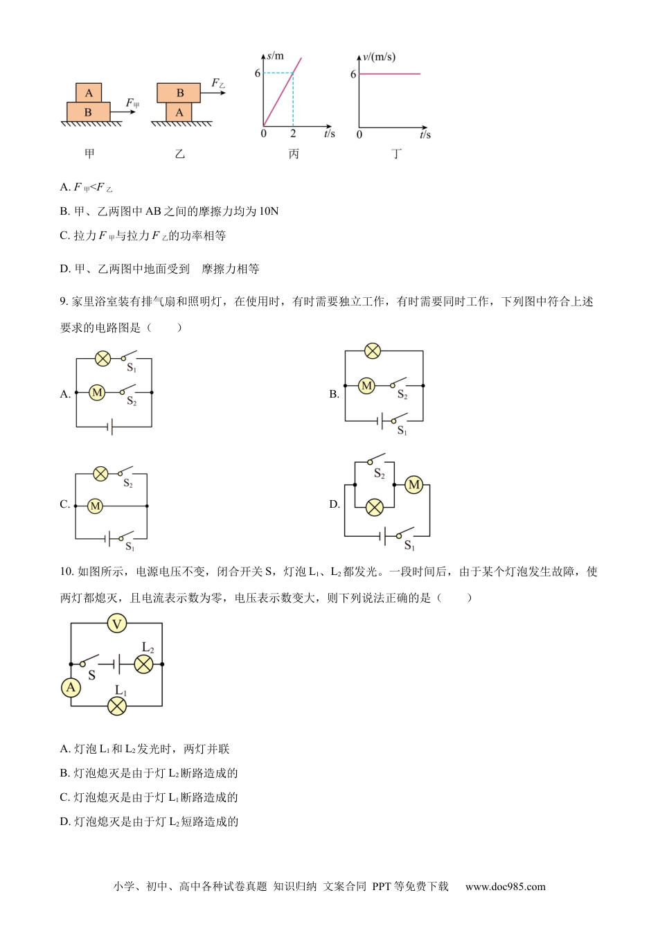 【中考历年真题】精品解析：2023年四川省达州市中考理综物理试题（原卷版）.docx
