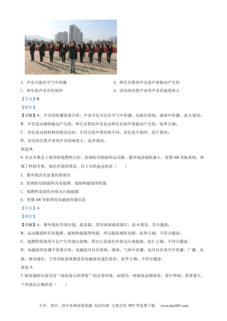 【中考历年真题】精品解析：2022年陕西省中考物理真题（解析版） (1).docx