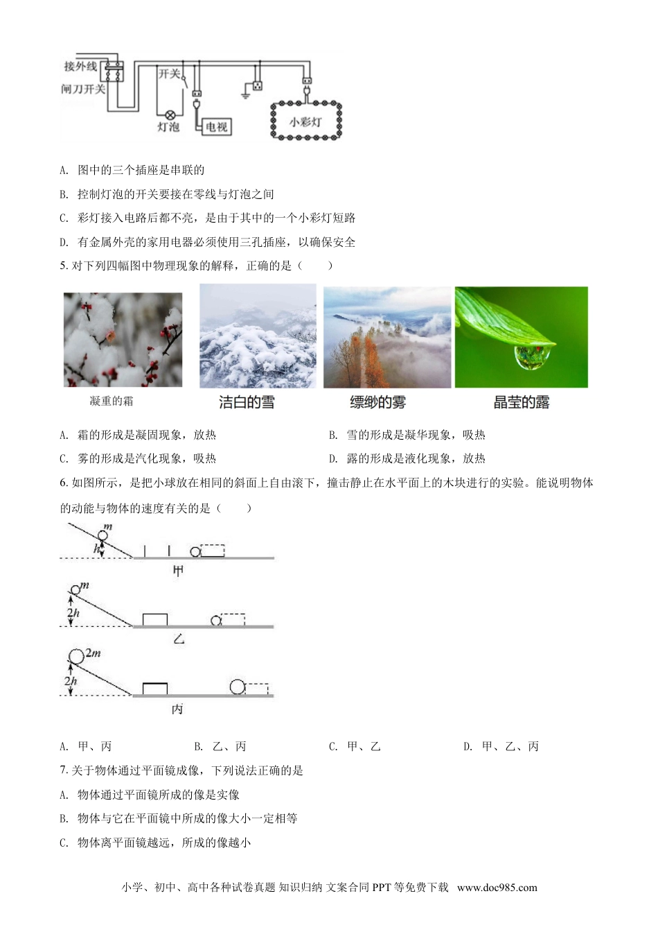 【中考历年真题】2021年山东省聊城市中考物理试题（原卷版）.doc