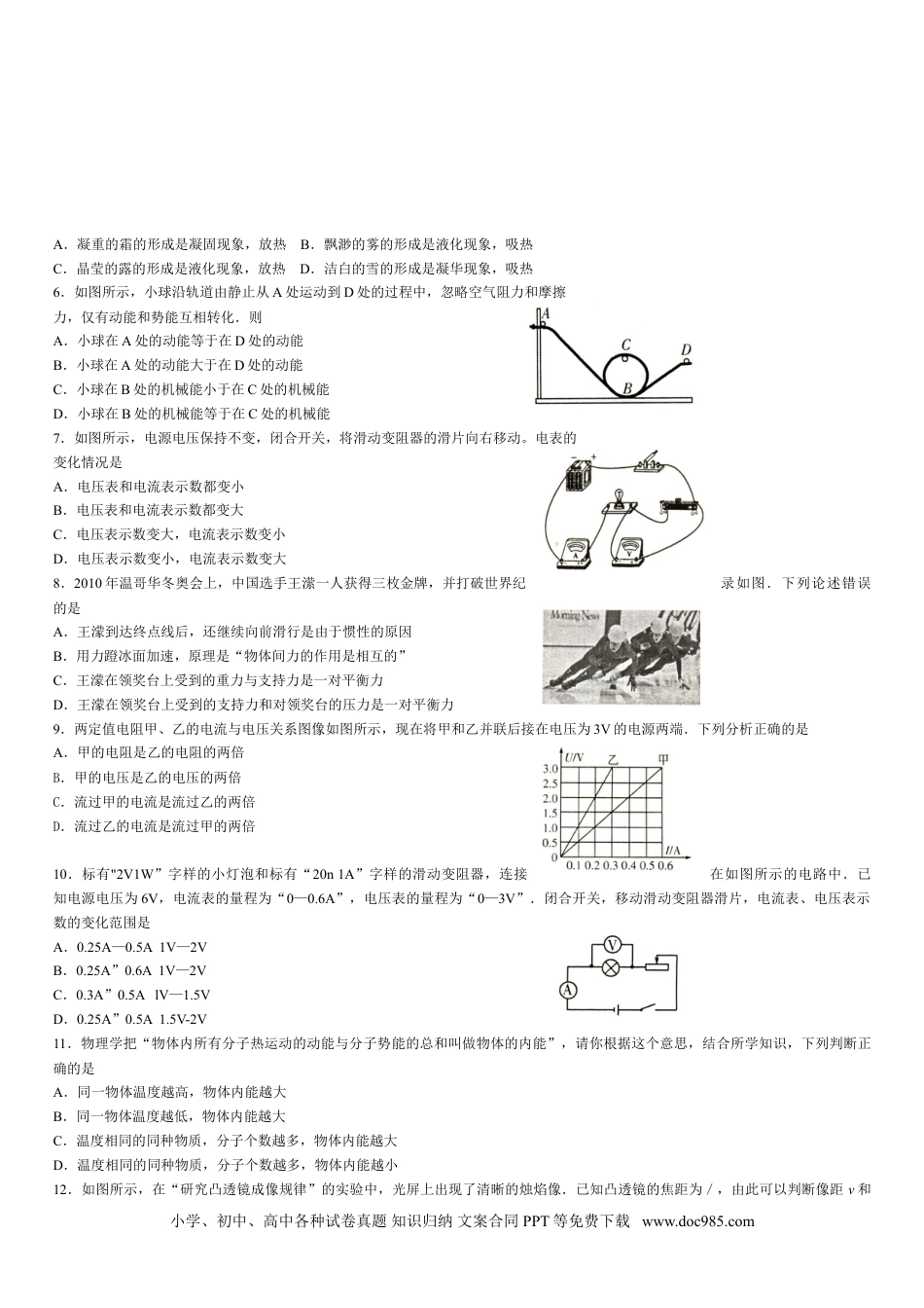 【中考历年真题】2010年山东潍坊市中考物理真word版含答案.doc