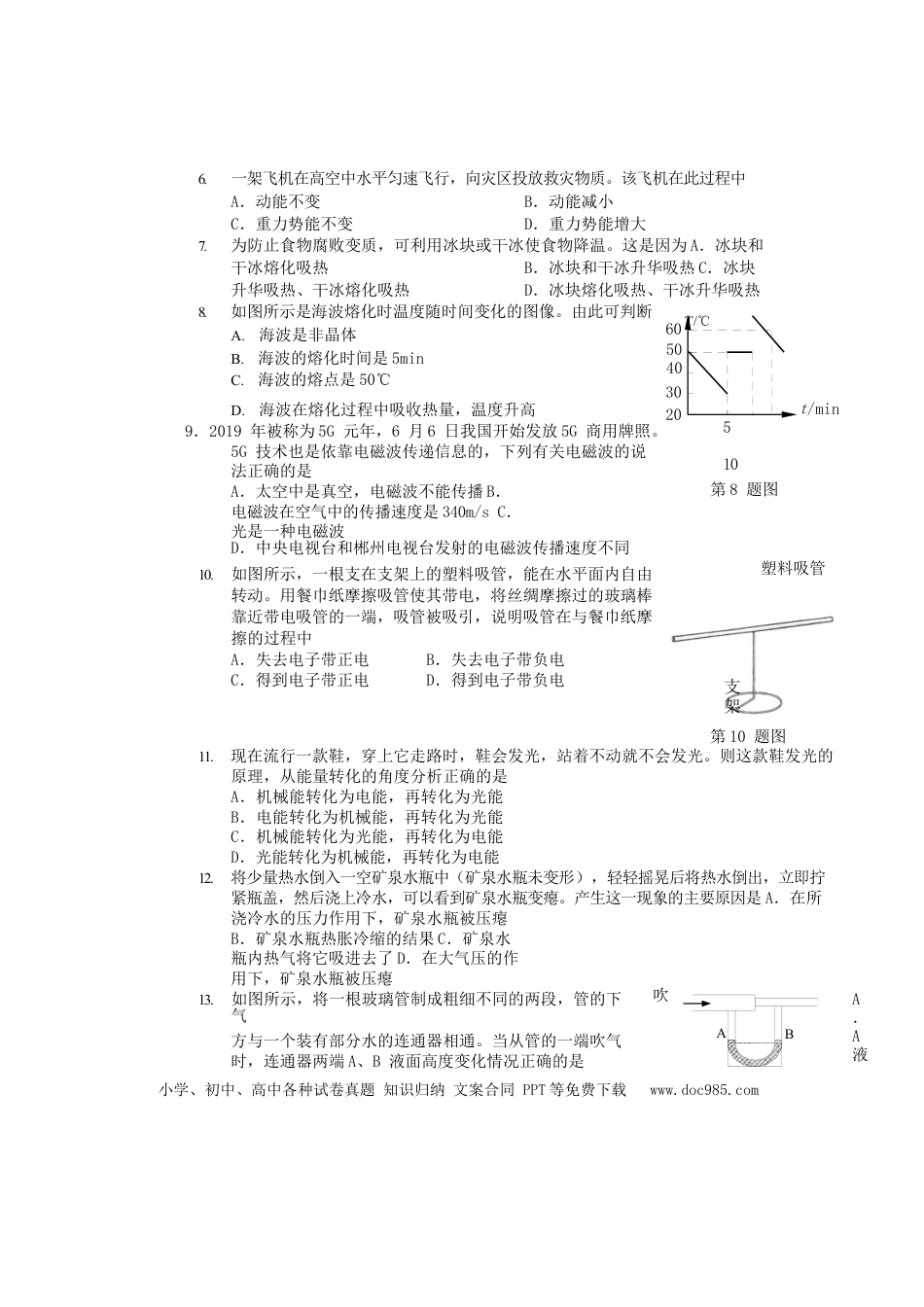 【中考历年真题】湖南省郴州市2019年中考物理真题试题.docx