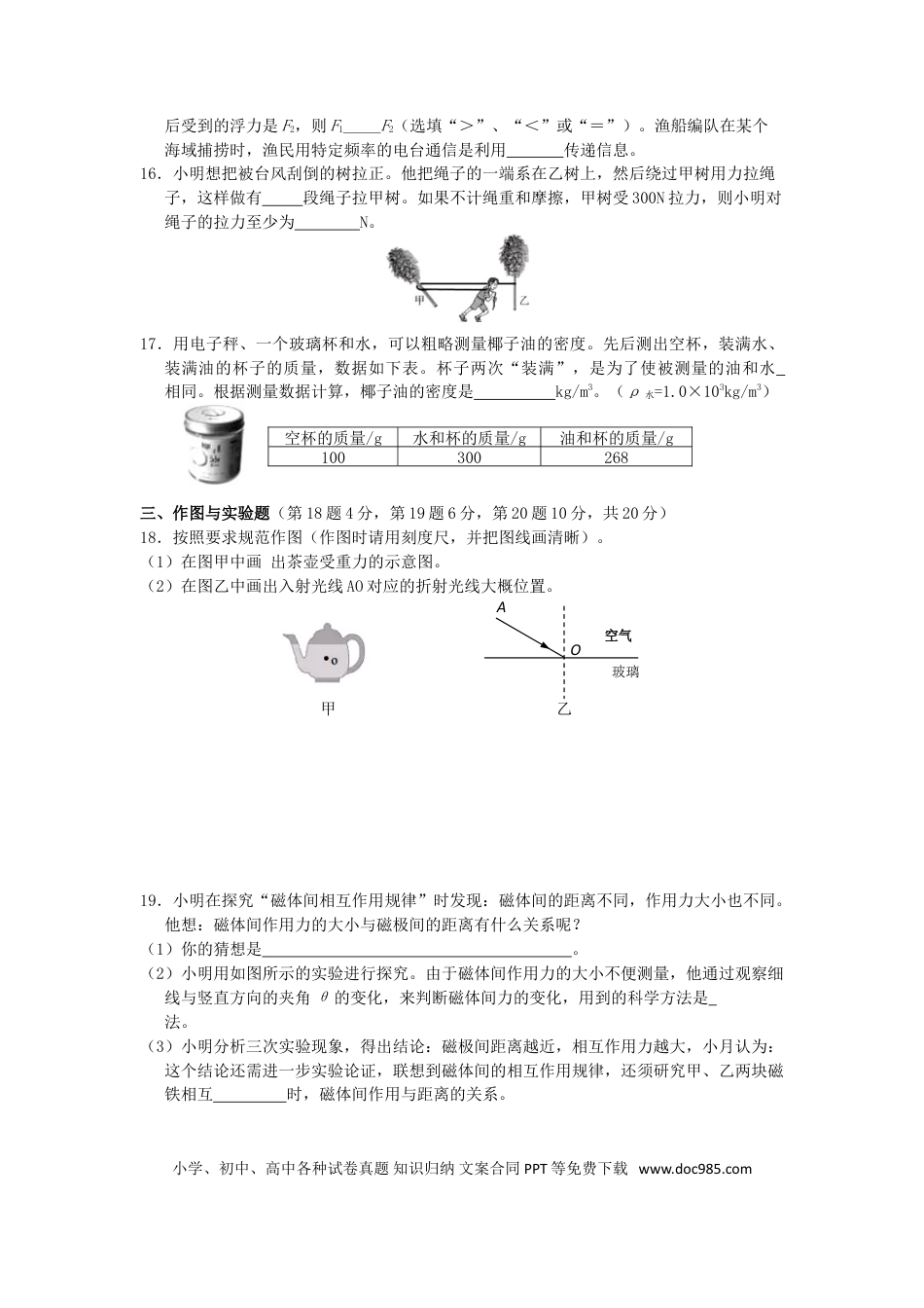【中考历年真题】海南省2019年中考物理真题试题.doc