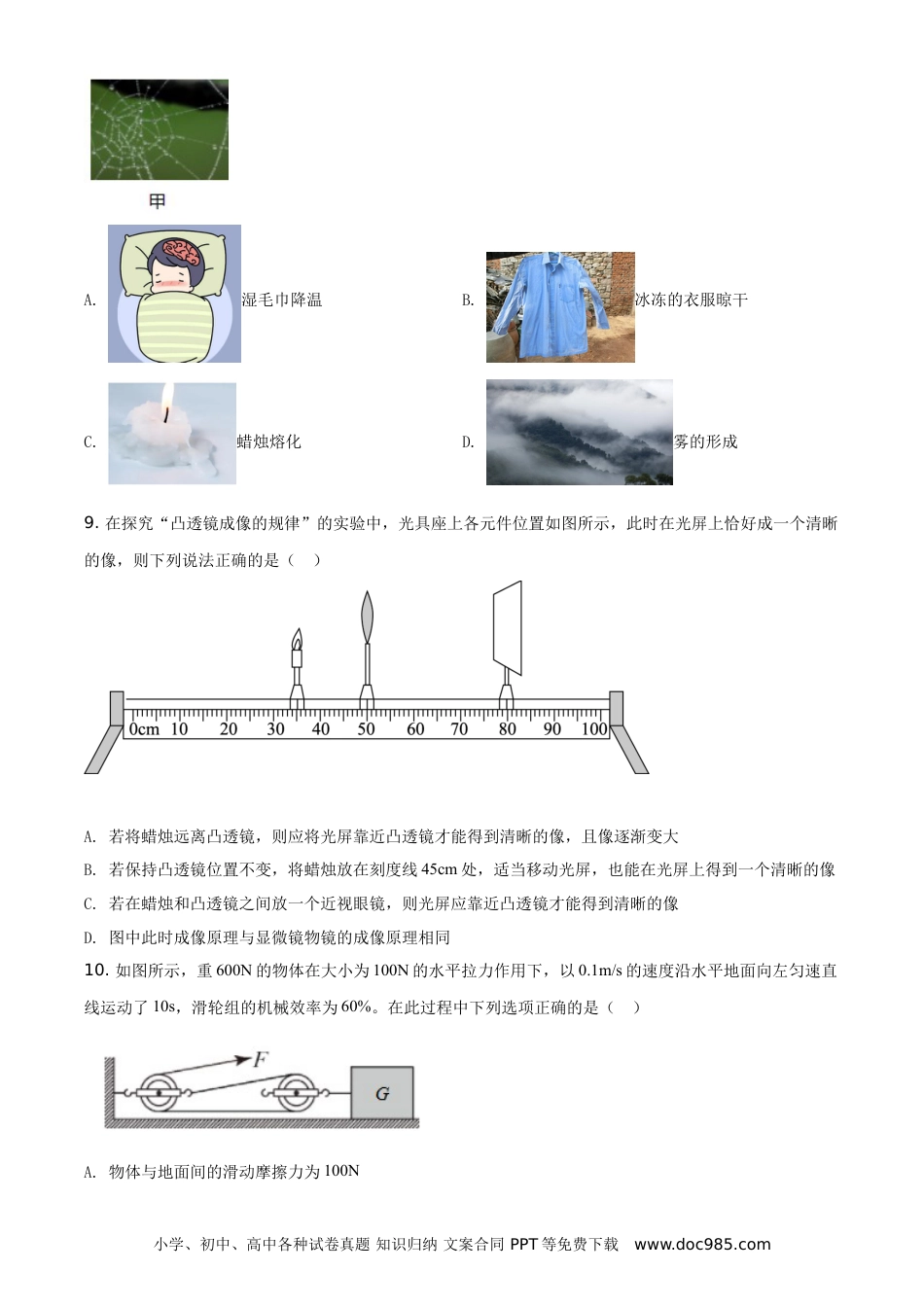 【中考历年真题】2021年湖北省黄石市中考理综物理试题（原卷版）.doc