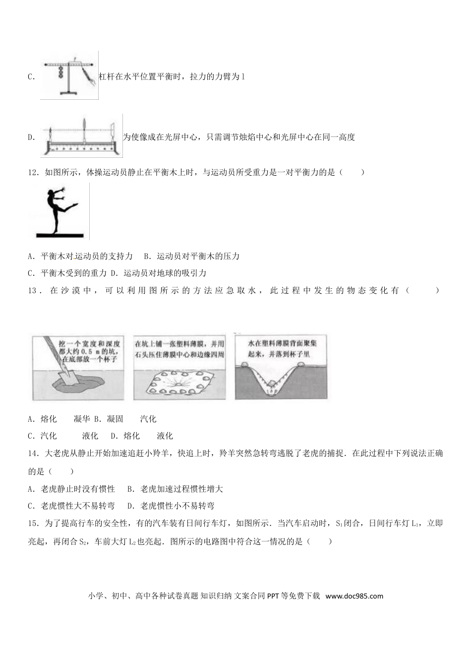 【中考历年真题】福建省2017年中考物理真题试题（含解析）.doc