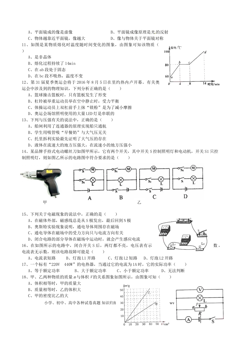 【中考历年真题】山东省临沂市2016年中考物理真题试题（含答案）.doc