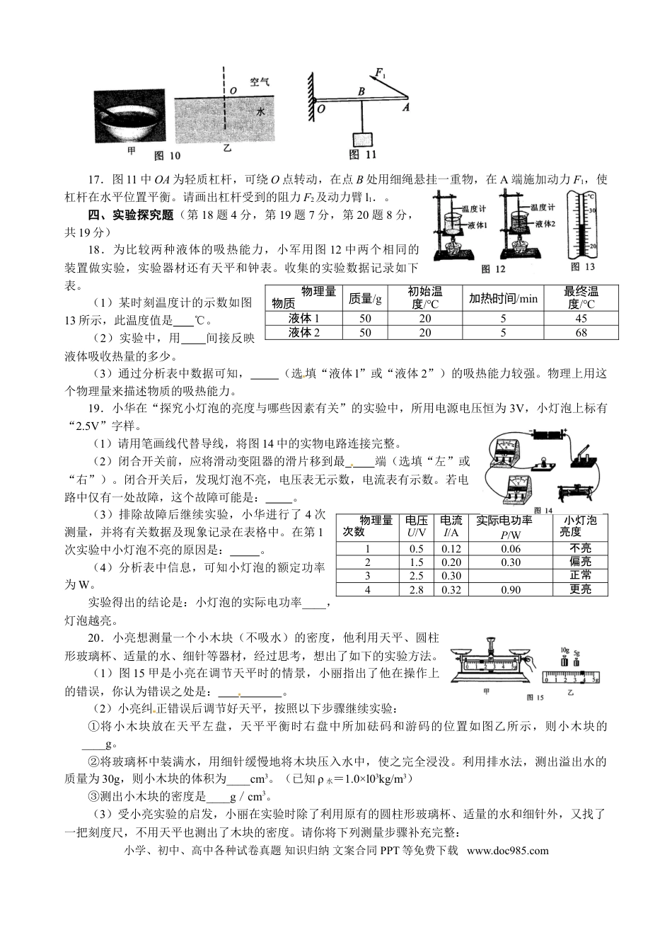 【中考历年真题】2015年河南省中考物理试卷及答案.doc