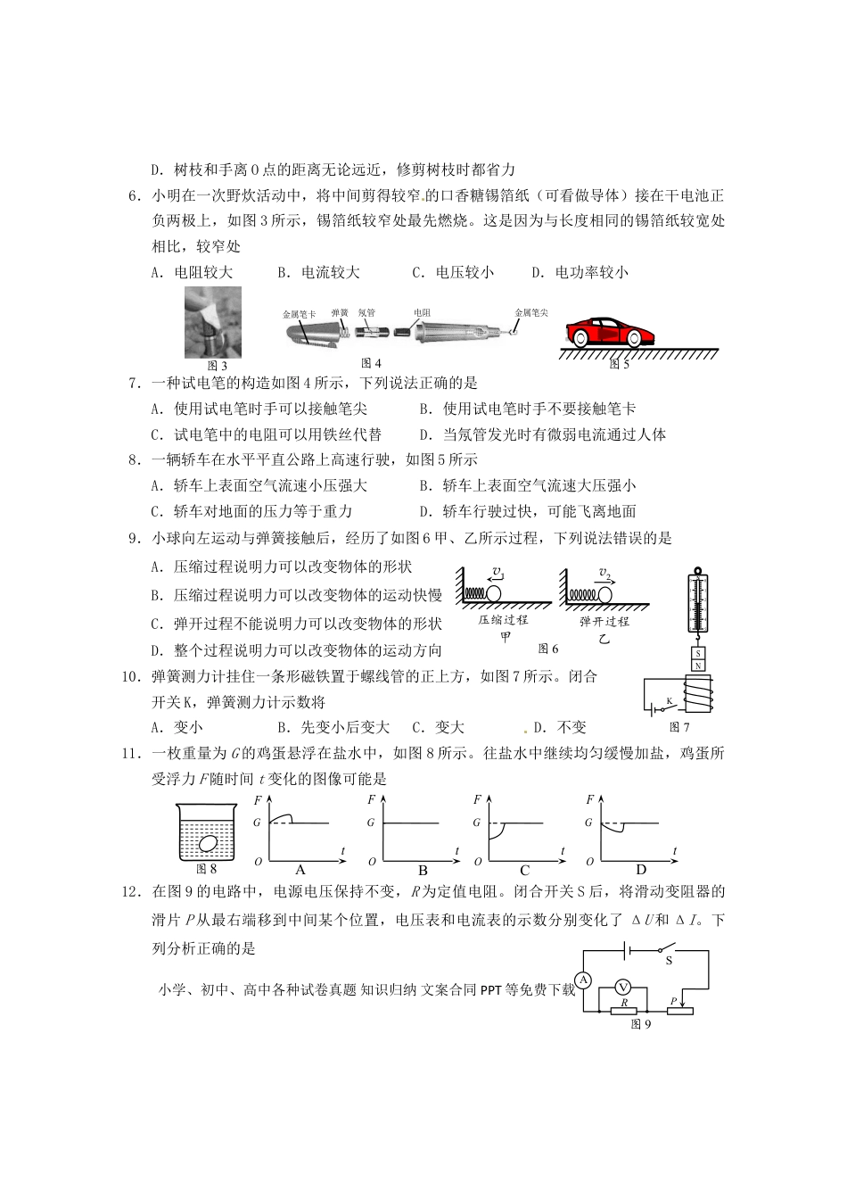 【中考历年真题】湖南省株洲市2016年中考物理真题试题（含答案）.doc