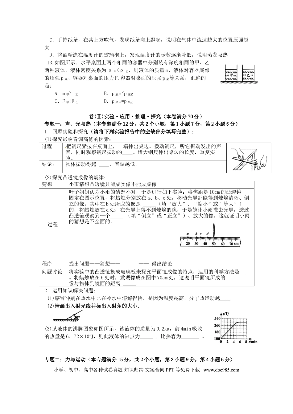 【中考历年真题】山东省青岛市2015年中考物理真题试题（含扫描答案）.doc