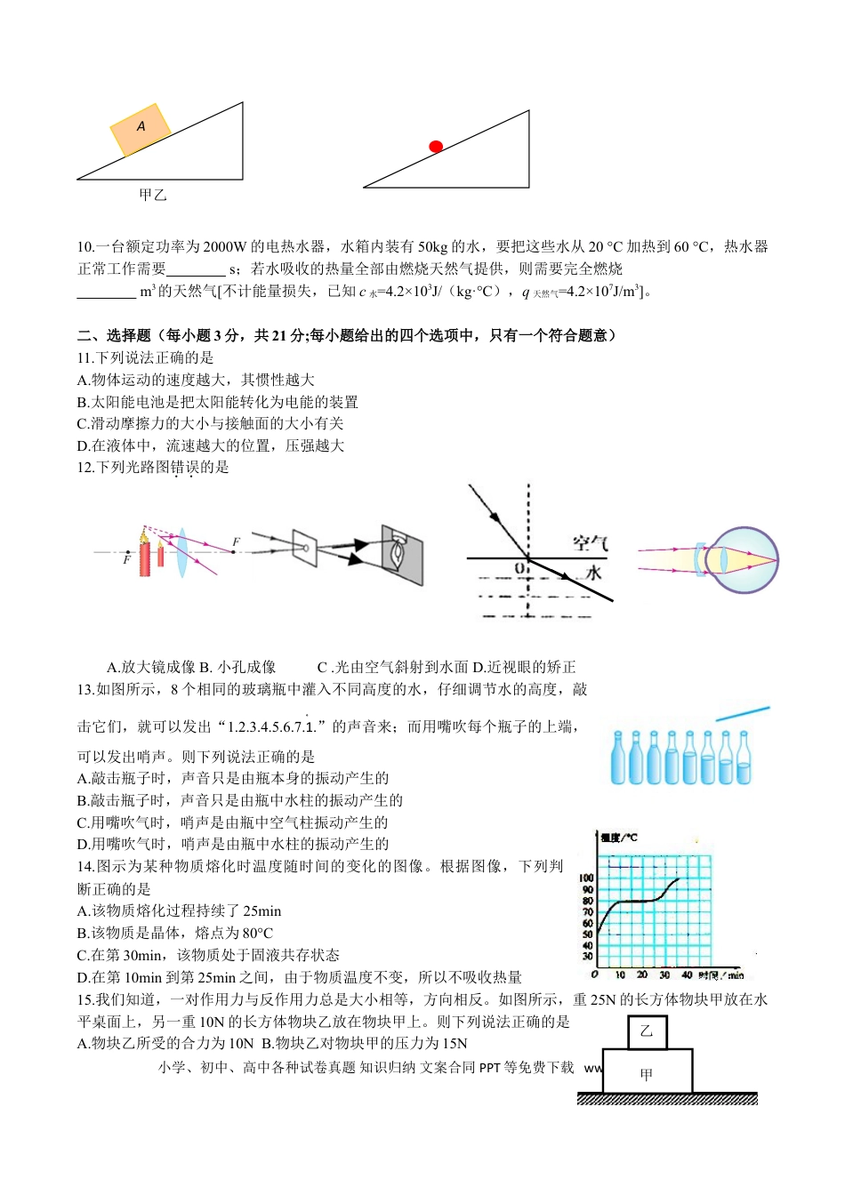 【中考历年真题】2018年安徽省中考物理试题及答案.doc