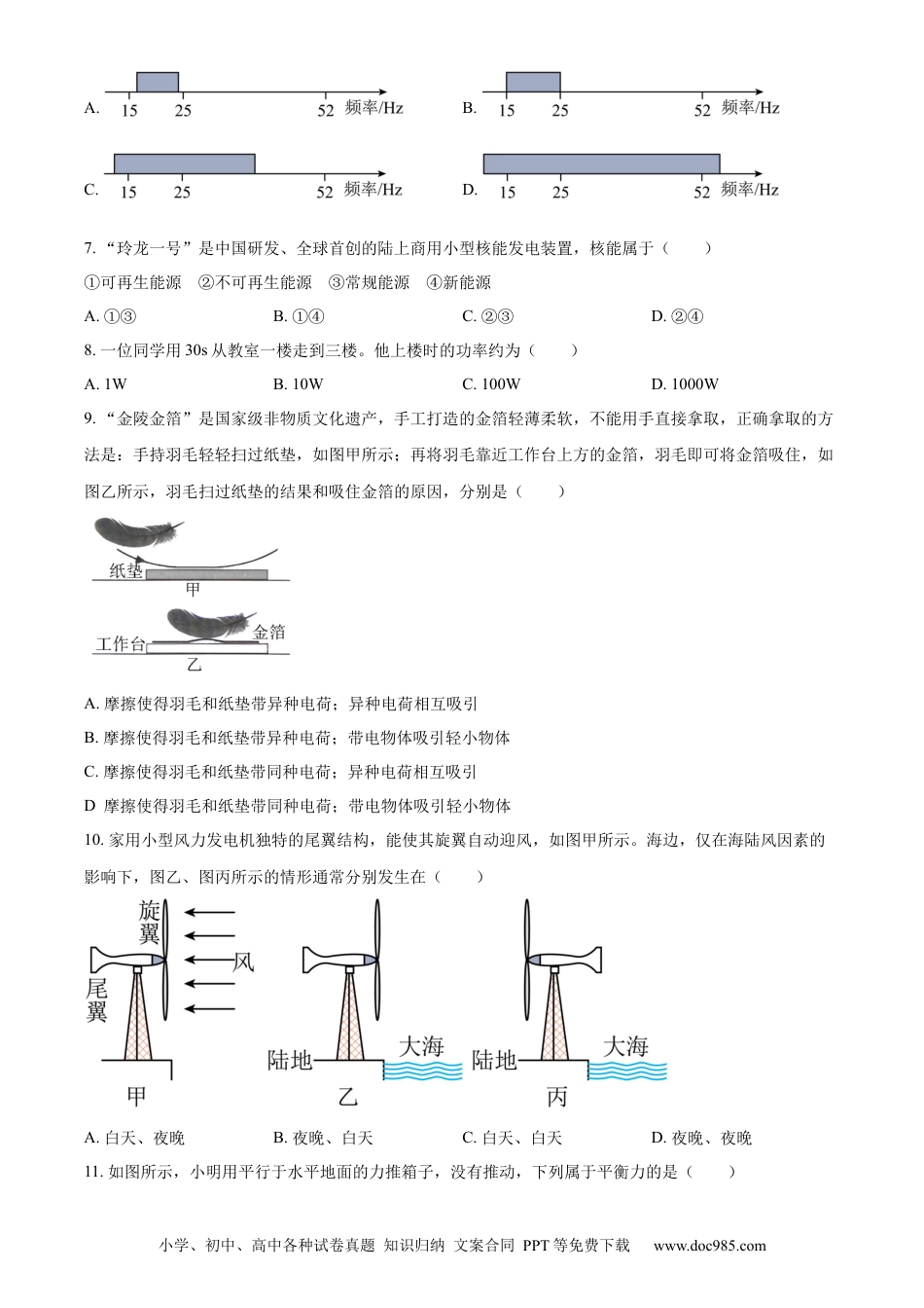 【中考历年真题】精品解析：2023年江苏省常州市中考物理试题（原卷版） (1).docx