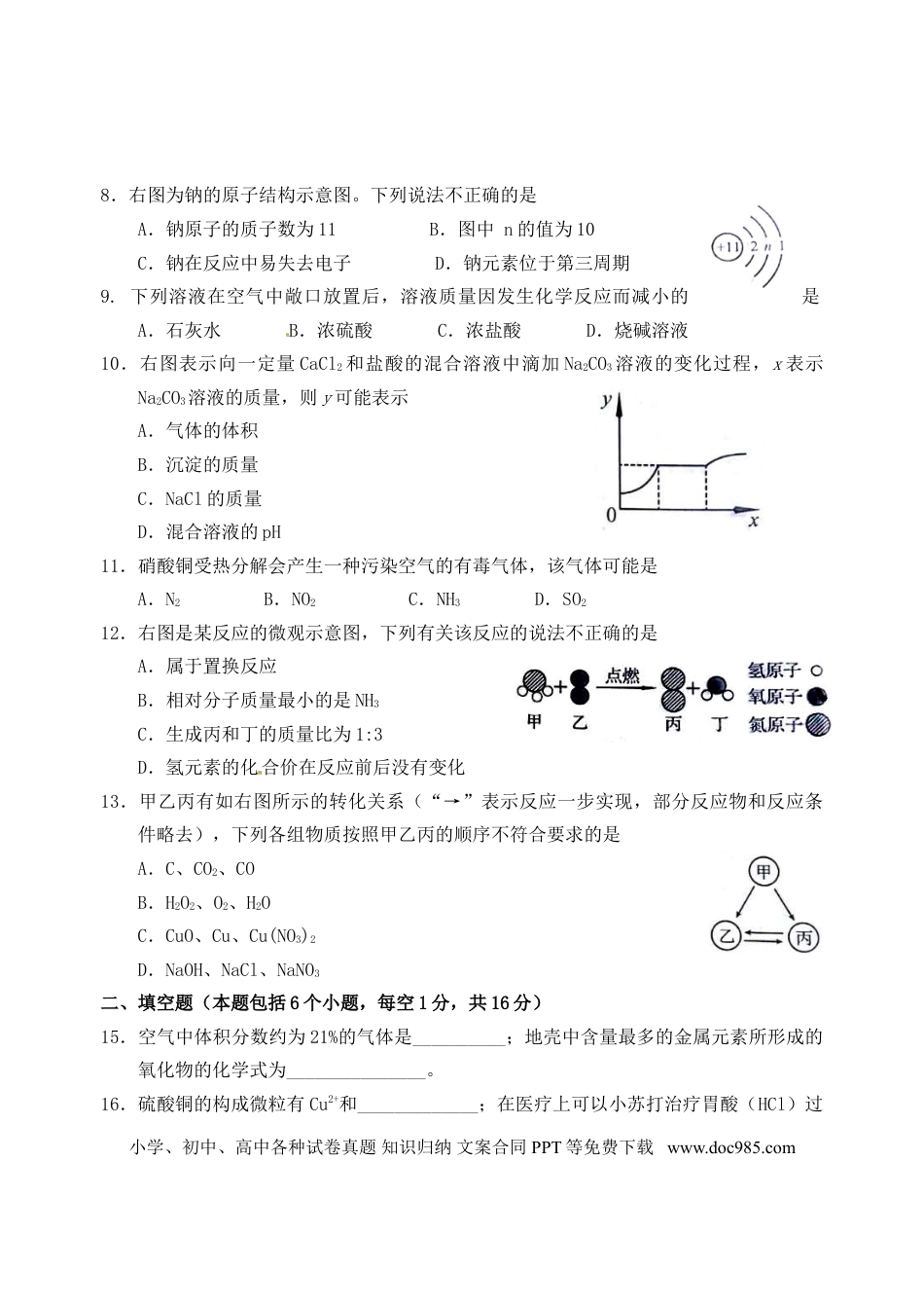 【中考历年真题】河南省2017年中考化学真题试题（含答案）.doc