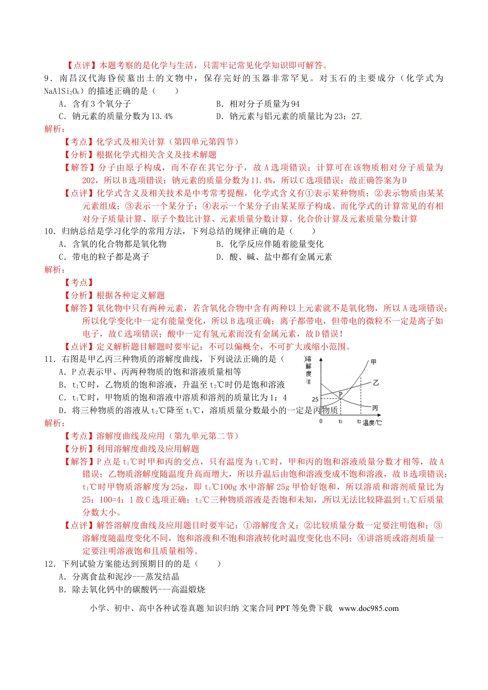 【中考历年真题】江西省南昌市2016年中考化学真题试题（含解析）.doc