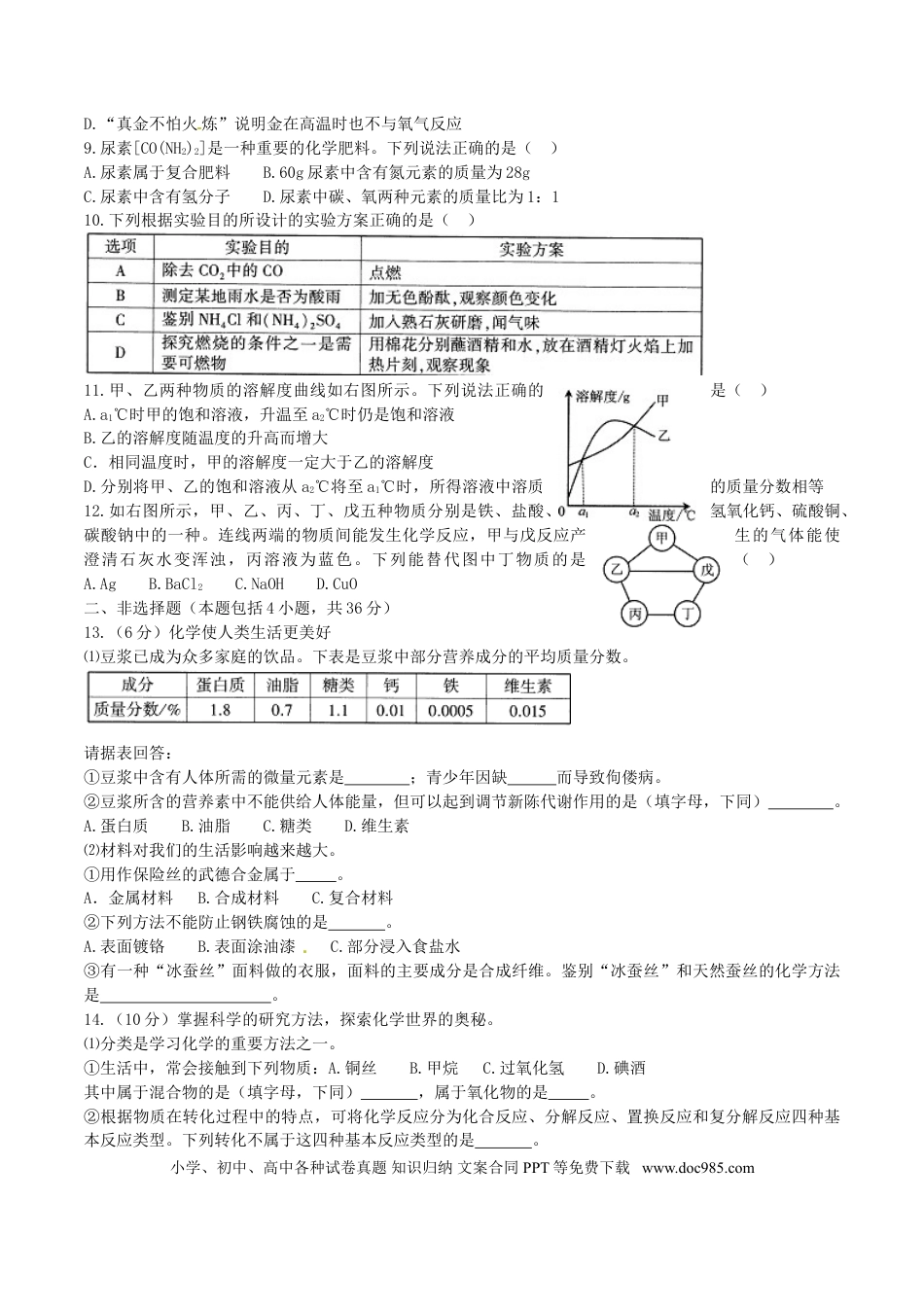 【中考历年真题】江苏省连云港市2016年中考化学真题试题（含答案）.doc