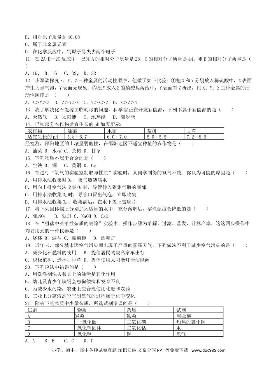 【中考历年真题】湖南省邵阳市2016年中考化学真题试题（含解析）.doc